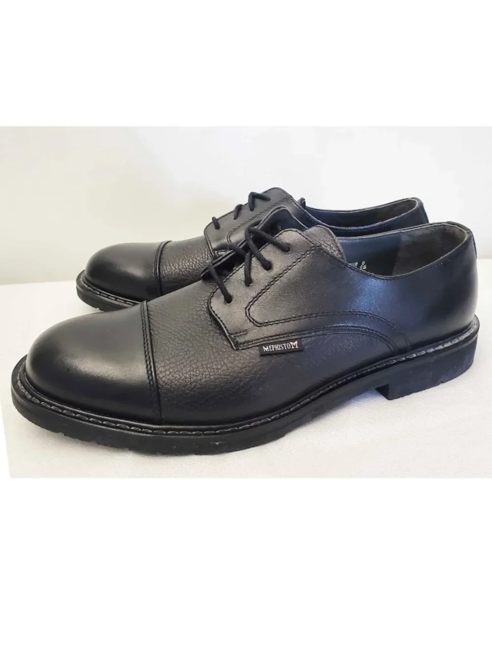 Mephisto Men's Melchior Black Leather Cap toe Oxford Shoes Goodyear Welt 9.5